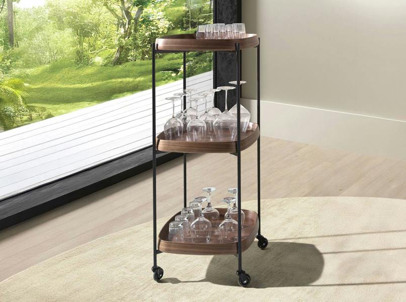 Angel Cerdá Walnut minibar trolley with black steel 3291