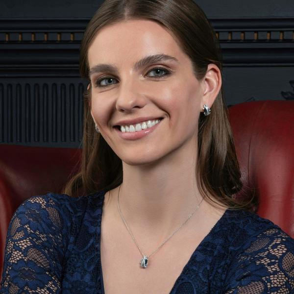 925 Sterling Silver Elegant Blue Pendant Necklace for Women - namana.london