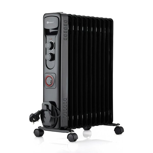 PureMate 2500W 11 Fin Oil Filled Radiator – Black