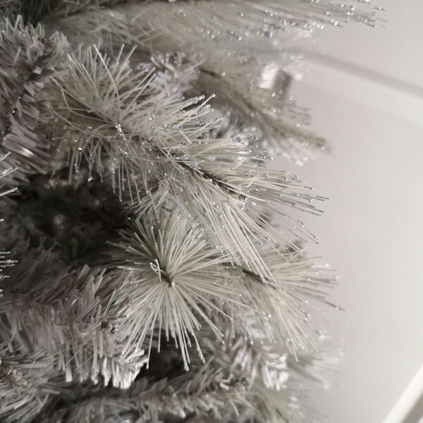 Samuel Alexander 2.1m (7ft) Silver Glitter Tip Fir Festive Christmas Tree in Grey PVC