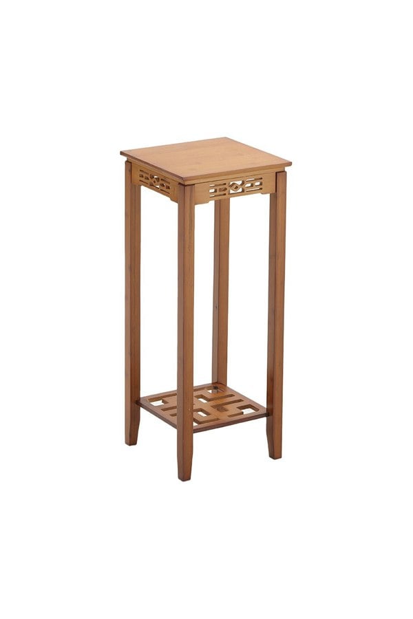Living and Home 2-Tier Bamboo Plant Stand Classic Rustic Style Flower Stand
