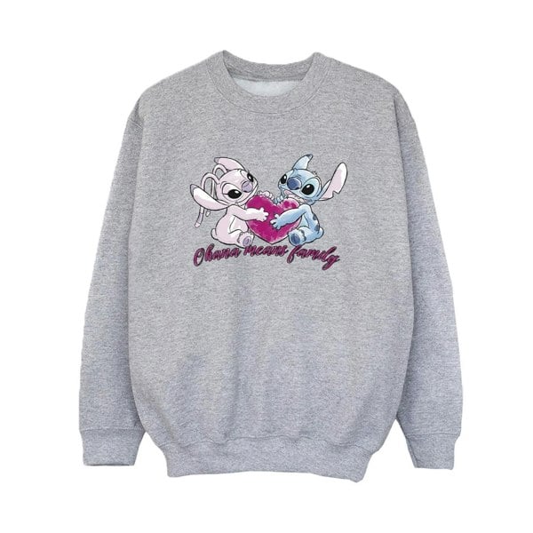 Disney Boys Lilo And Stitch Ohana Heart With Angel Sweatshirt - Sports Grey