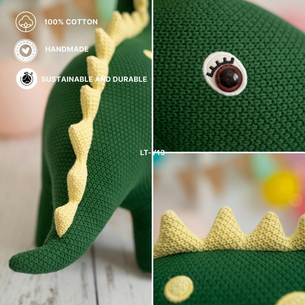 CROCHETTS Set of 2 cotton dinosaur plush toys Dina and Dino (Large + Mini) PLTR14LTM02