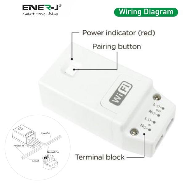 ENER-J ENERJ 1-Gang Wireless Kinetic Switch & 100W WiFi Dimmable Receiver Kit, White