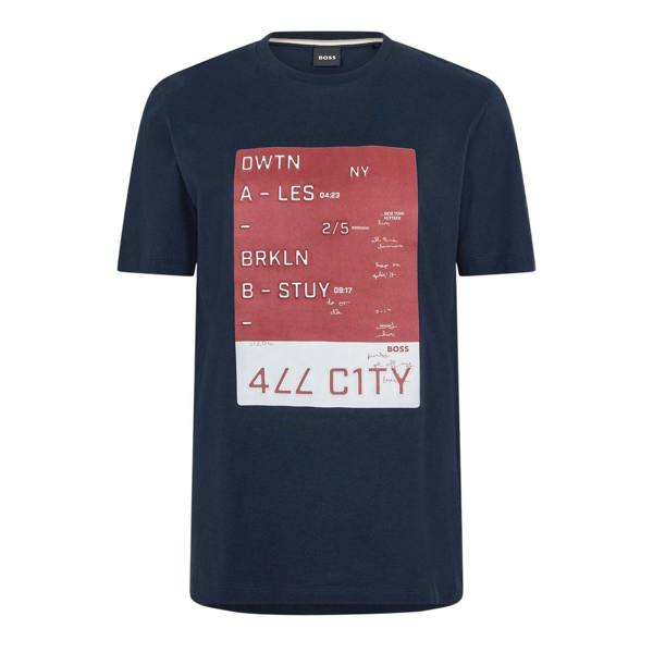 Boss Mens City Cotton T-Shirt - Dark Blue - 