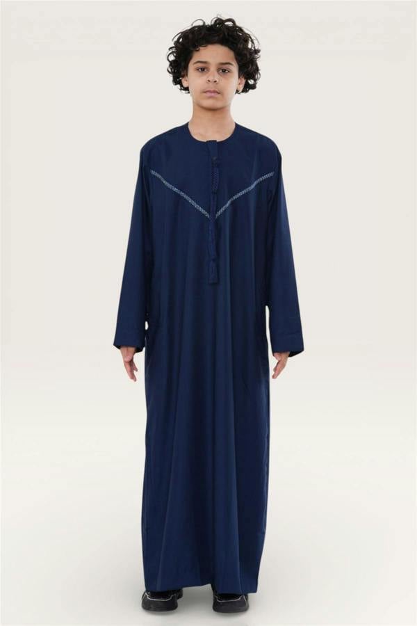 Infinity Leather Kids Boys Moroccan Embroidered Djellaba Islamic Jubba Robe Tassel Ramadan Thobe