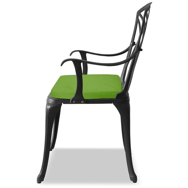 Centurion Supports OSHOWA Luxurious Garden and Patio Table and 2 Large Chairs with Armrests Cast Aluminium Bistro Set - Black with Green Cushions