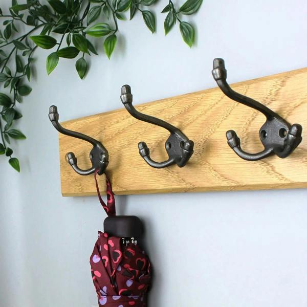 Antique Cast Iron Beaumont Triple Coat Hook 90mm - Pack of 5 Hooks