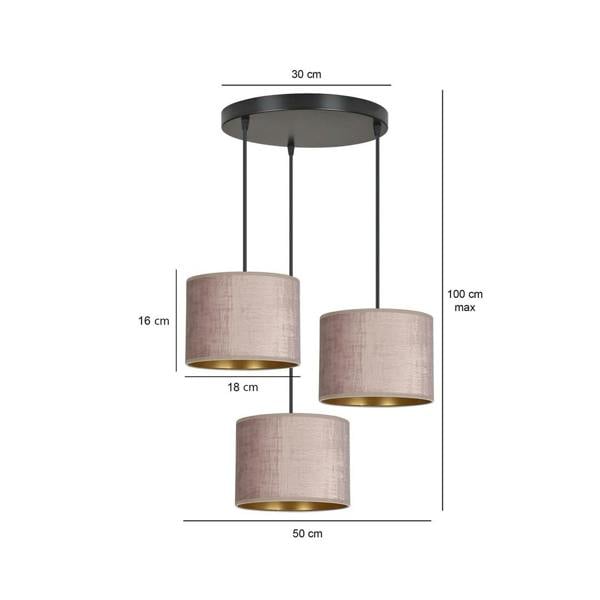 Emibig HILDE Pendant lamp 3 x E27 Black with Pink Shade