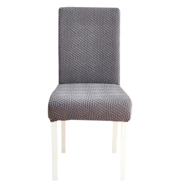 Anyseat Dark Grey Checkered Line Elastic Chair Cover for Dining Room
