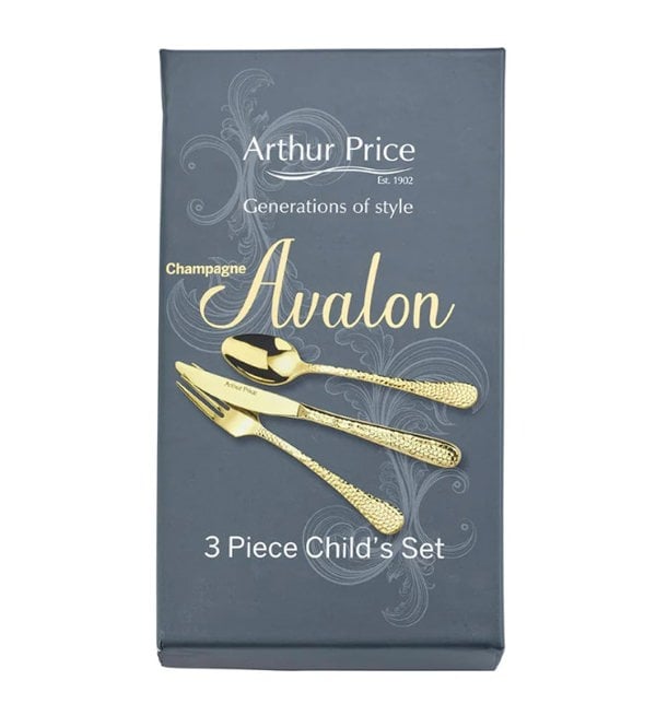 Arthur Price 'Champagne Avalon' Stainless Steel Gift Boxed Children's Cutlery Set Knife Fork Spoon