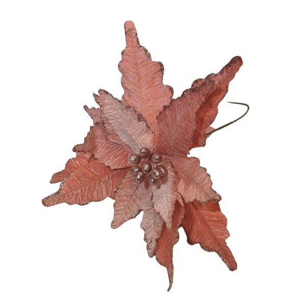 Samuel Alexander 68cm Frosted Light Coral Pink Poinsettia Stem Christmas Decoration