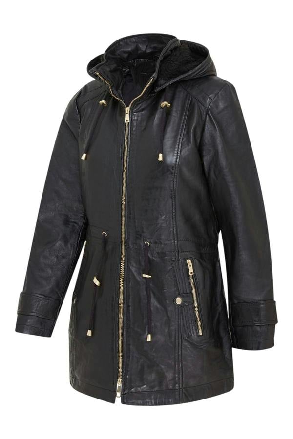 Infinity Leather Women's Leather Parka Detachable Borg Hooded Trench Coat - Trekker
