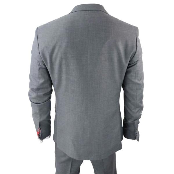 TruClothing Men's Classic 3-Piece Plain Grey Suit