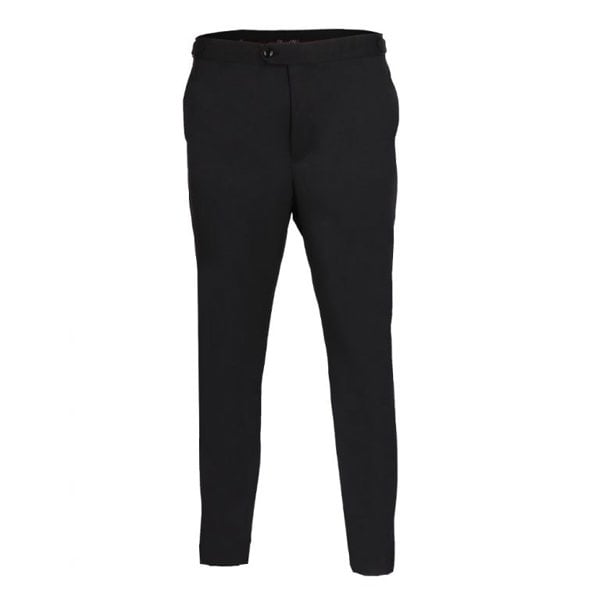 David WeJ Plain Smart Trousers with Side Adjusters - Black
