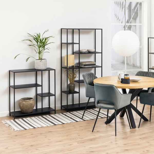 Furniture To Go Newcastle Asymmetrical Bookcase with 3 Shelves in Matt Black