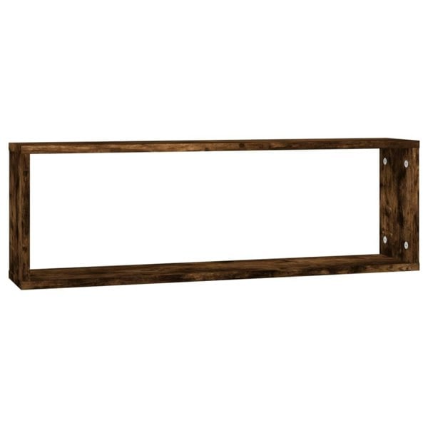 Berkfield Wall Cube Shelves 2 pcs Smoked Oak 80x15x26.5 cm Engineered Wood