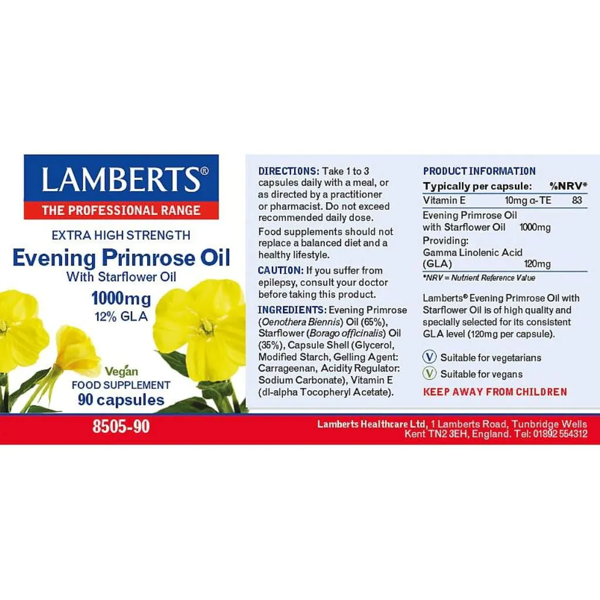 Lamberts Evening Primrose Oil + Starflower Oil 1000mg 90 capsule