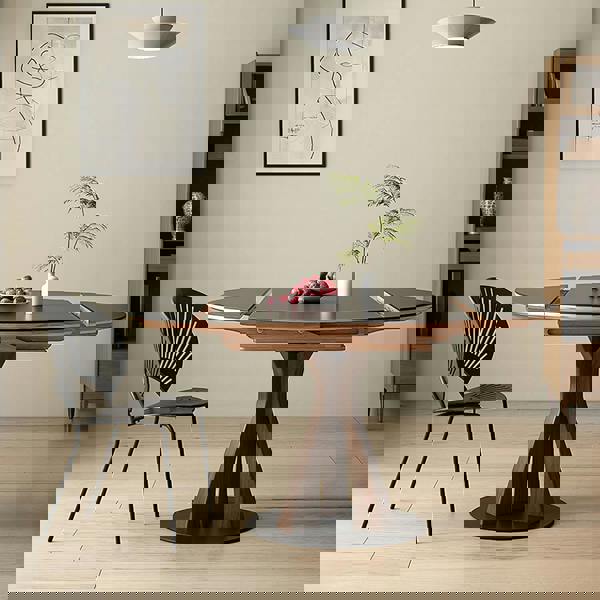 Weilai Concept Caruso Round Folding Dining Table, Sintered Stone, Black, 120CM, Clearance