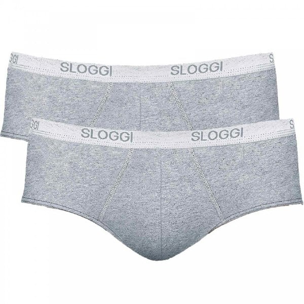Sloggi 2-Pack Basic Men's Midi Briefs, Grey Melange