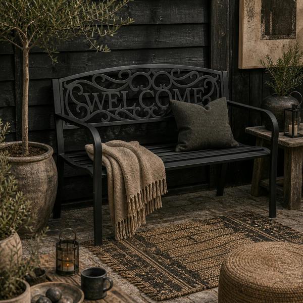 Wyld Haus Rolare 126cm Steel Black Outdoor Garden Bench