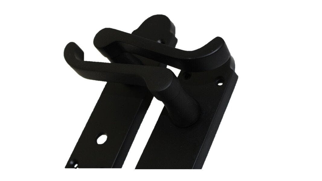 EDH Door Hardware Matt Black Victorian Scroll Bathroom Door Handles With Sash Lock Epsom Pack