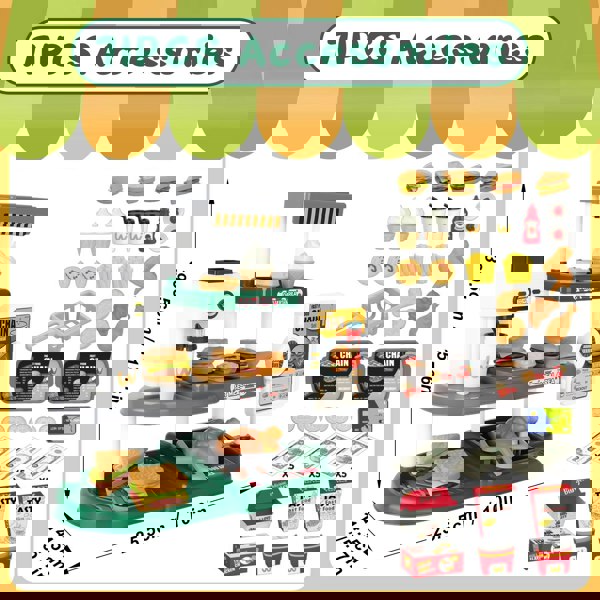 deAO Toys Fast Food Toy Playset for Kids – Interactive Pretend Play Shopping Set with Accessories