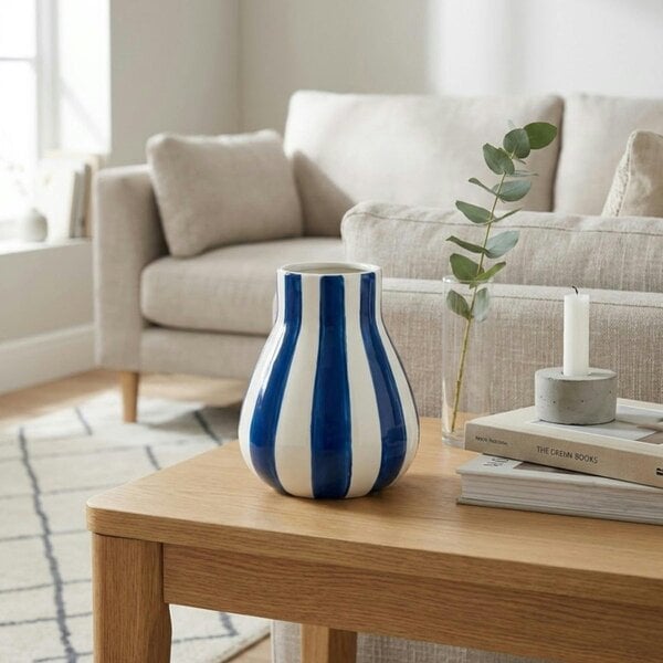 Garden Greatness Aura Blue Stripe Decorative Vase