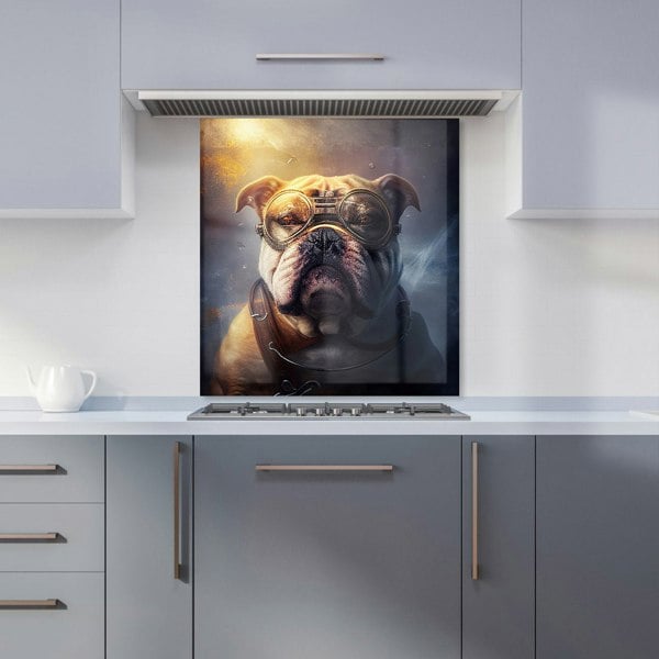 Warren Reed - Designer Bulldog With Glasses Splashart Golden Kitchen Splashback