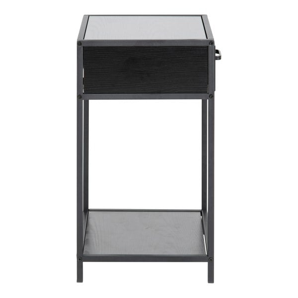 Furniture To Go Seaford Bedside Table with 1 Drawer in Black