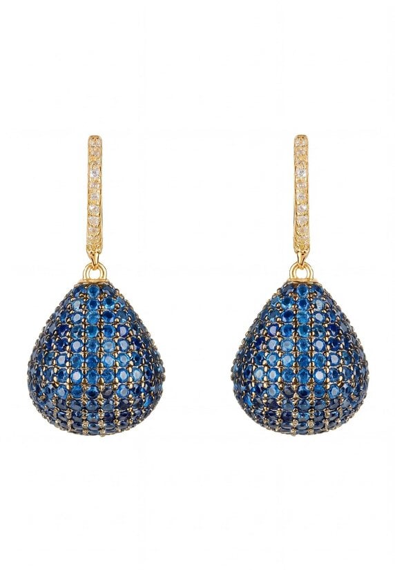 Latelita Valerie Pear Drop Gemstone Earrings Gold Sapphire Blue