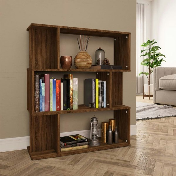 Berkfield Book Cabinet/Room Divider Brown Oak 80x24x96 cm Engineered Wood
