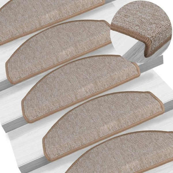 Berkfield Carpet Stair Treads 15 pcs Light Brown 65x24x4 cm