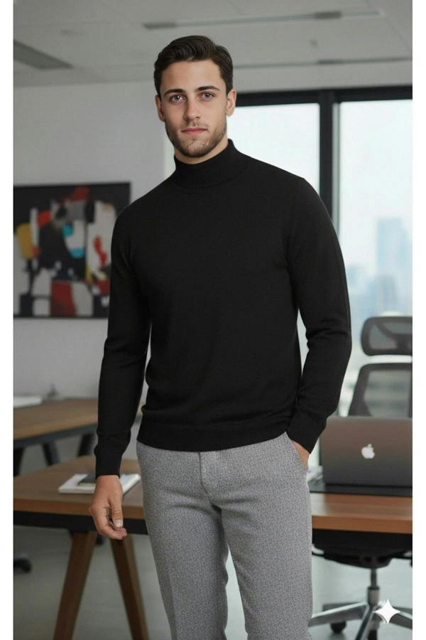 WOVCOR Half Turtleneck Regular Fit Knit Men's Sweater