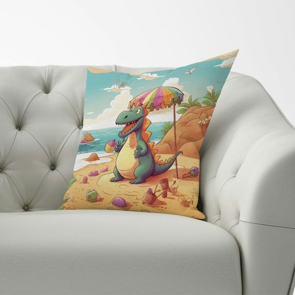 Warren Reed Dragon On A Beach Holiday Cushions