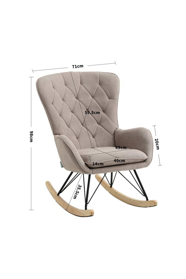 Living and Home Modern Terry Cloth Diamond Check Tufted Rocking Chair