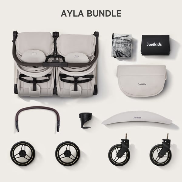 JoviKids Ayla Twin Stroller - Dawn Beige