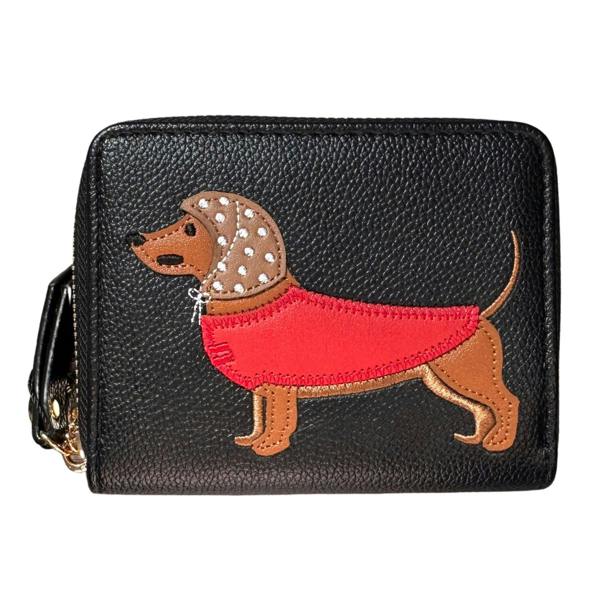 Fores Collection Faux Leather Dachshund Dog Purse - Black