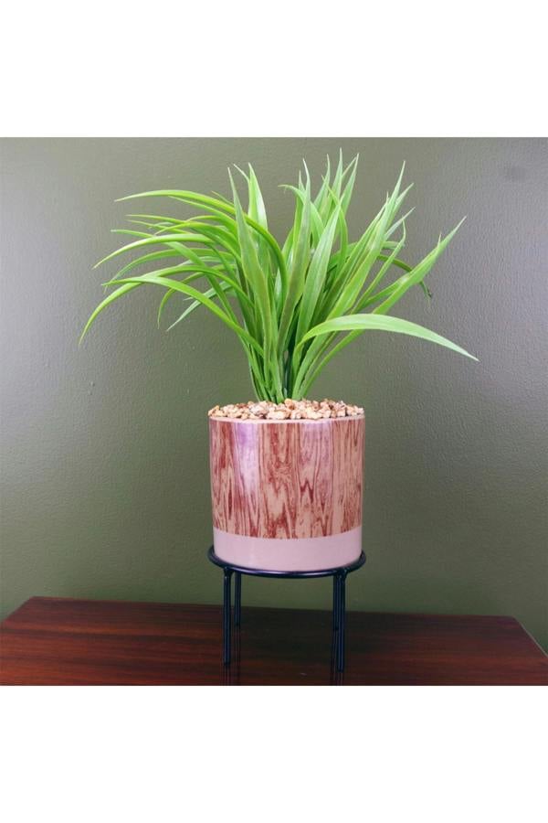 Dyzi 35cm Artificial Grass Plant with Ceramic Planter and Metal Stand