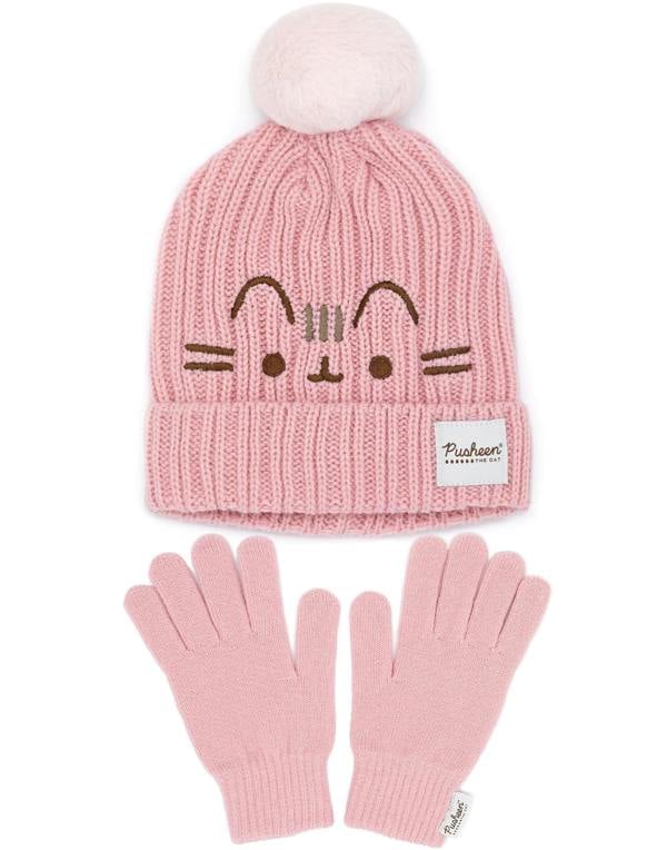 Pusheen Womens Pink Beanie and Gloves Set (One Size) [dis]