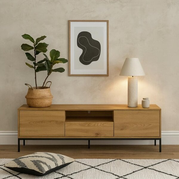 Wyld Haus Galway 140cm Wild Oak TV Unit 2 Doors 1 Drawer 1 Shelf