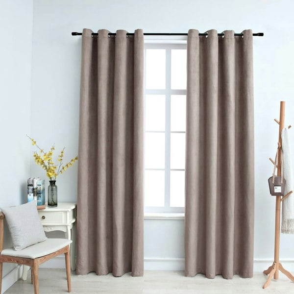 Berkfield Blackout Curtains with Metal Rings 2 pcs Taupe 140x245 cm