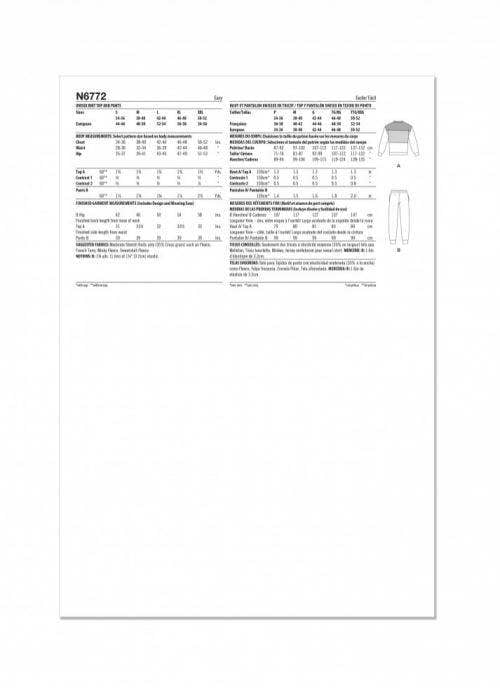 New Look Sewing Pattern 6772, Tops, Sweaters, Trousers, Sportswear for Women, Men, A (S-M-L-XL-XXL) - Easy