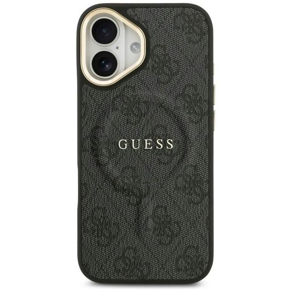 Guess PU Leather 4G Gold Frame Case with MagSafe for iPhone 17 6.3" Black -GUHMP17SP4MSEGCK