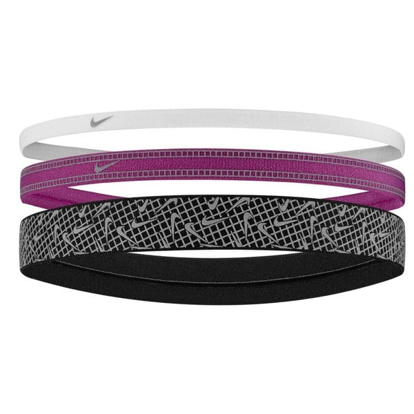 Nike Logo Headband (Pack of 3) - White/Hot Fushia/Silver