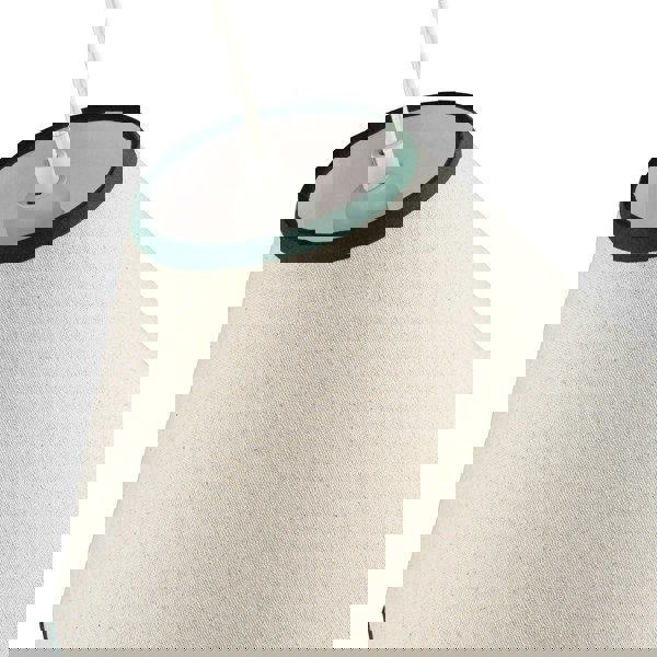 Scallop Edge Natural Textured Linen Coolie Lamp Shade with Green Trims Image 5