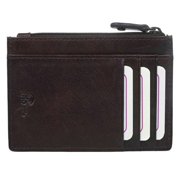 Mala Leather Oxford Card and Coin Purse – Genuine Brown Leather