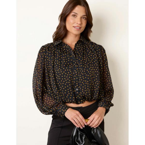 Blue Vanilla Blouson Bubble Hem Shirt