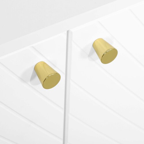 Wyld Haus Rasuno Ledi White And Gold Tone 2 Cupboard with Scandi Line Pattern