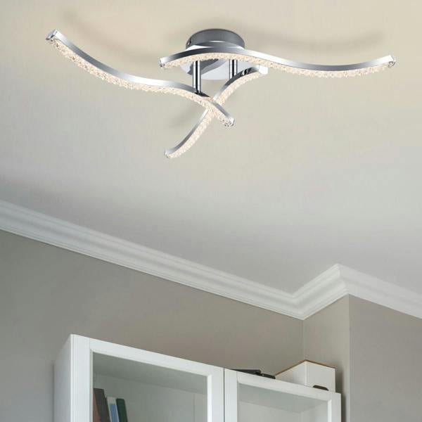 COSYLYTE Kenworth 3 Light Integrated LED Wavy Ceiling Light - Chrome